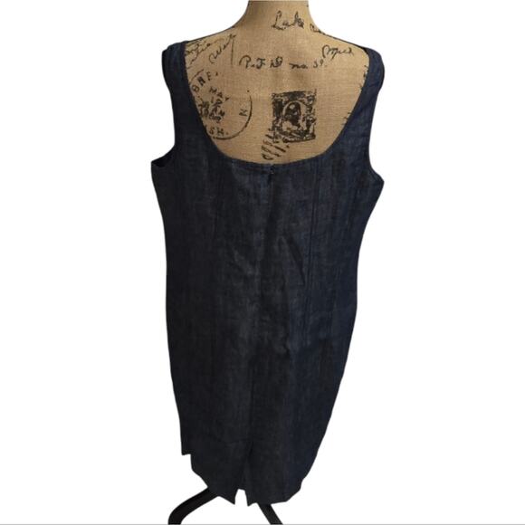 Talbots Linen Dark Blue Chambray Sheath Midi Dress Plus Size 20 2X - Picture 2 of 9